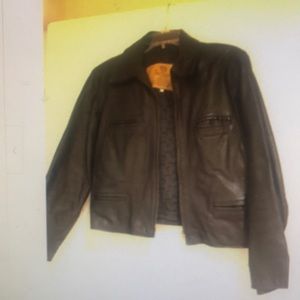 Peruzzi 42 made in Italy brown leather jacket